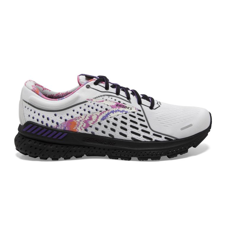 Brooks Men's Adrenaline GTS 21 Road Running Shoes - White/Black/Ultra Violet (ZMKV62789)